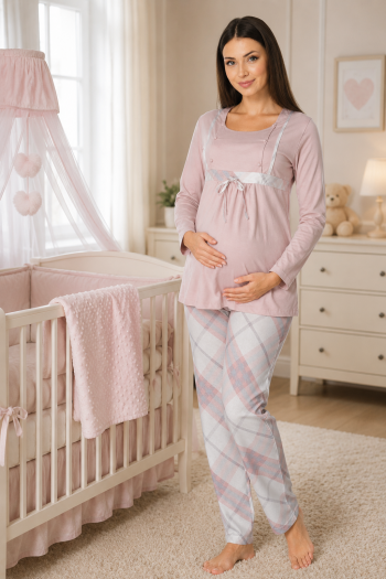 Effortt 8082 Pudra Dantelli Lohusa Pijama Takım Effortt 8082 Pudra Dantelli Lohusa Pijama Takım